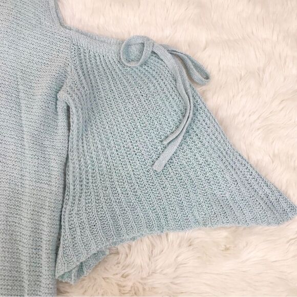 EXPRESS Light Blue Green Cutout‎ Sleeve Sweater Pastel Spring Size Small New - Picture 8 of 13